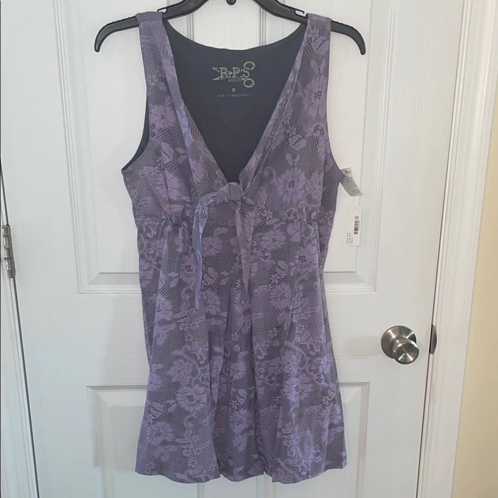 R.P.S Addict Lavender lace print on gray background dress